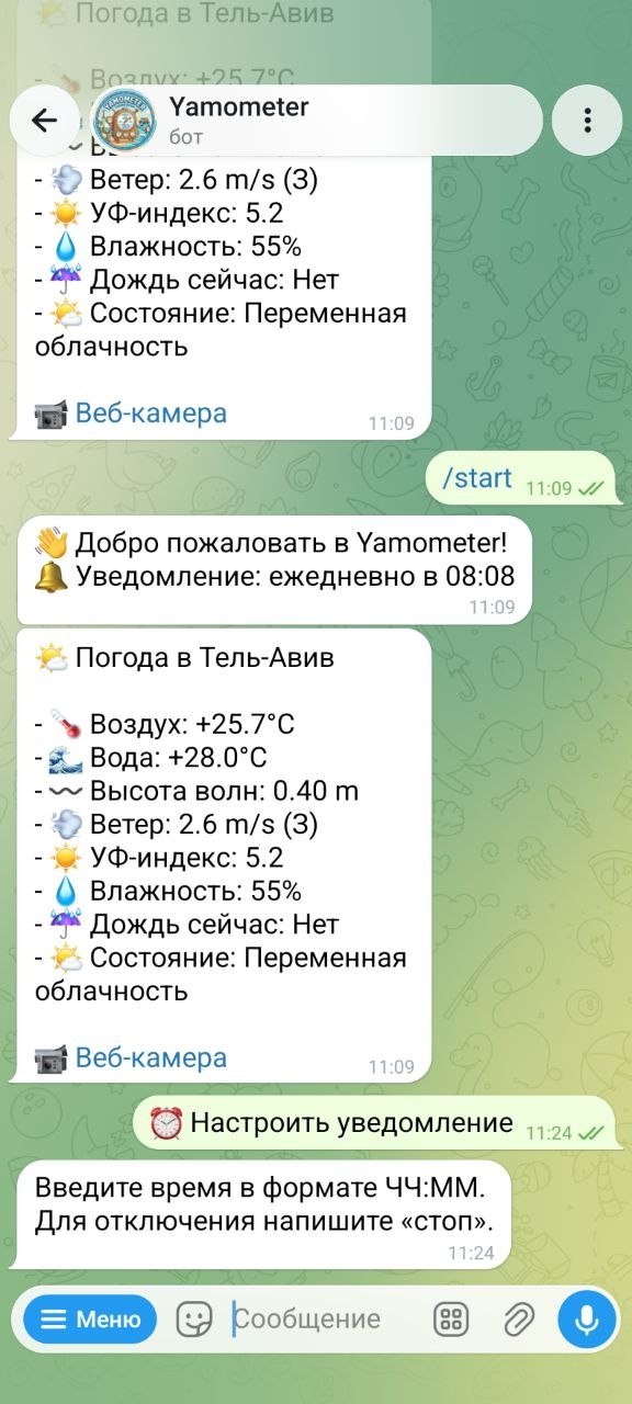 Yamometer — настройка ежедневного уведомления